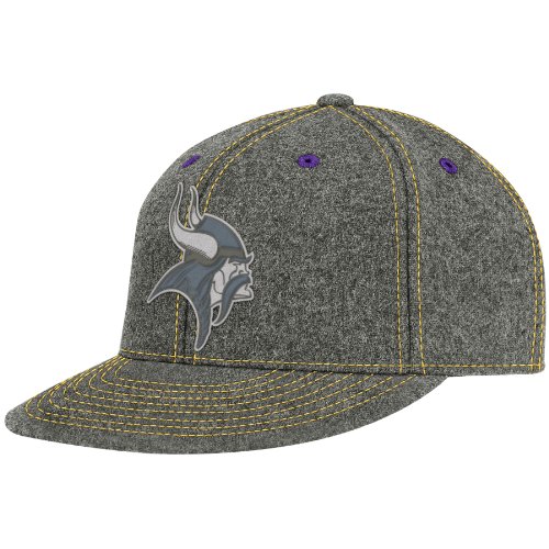 NFL Men's Minnesota Vikings End Zone Flat Visor Flex Hat - Tw83Z (Dark Grey, Large/X-Large)
