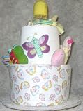 2 Tier Butterfly Baby Diaper Cake