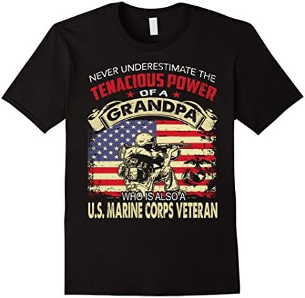 Men's Never Underestimate U.S.MARINE Grandpa T-Shirts XL Black