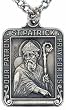 St. Patrick Medal with Bright Cut Accents and 27" Endless, Stainless Steel, Silver Plated Chain.