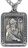 St. Patrick Medal with Bright Cut Accents and 27 Endless, Stainless Steel, Silver Plated Chain.