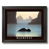 Majestic Ocean Lake Rock Landscape Home Decor Wall Picture Black Framed Art Print