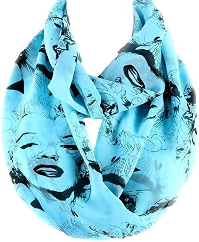 Marilyn Monroe Scarf Infinity Blue Turquoise Polyester Hollywood