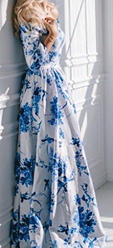 FsJoy Women's Elegant Full Floral Off Shoulder Maxi Long Dress