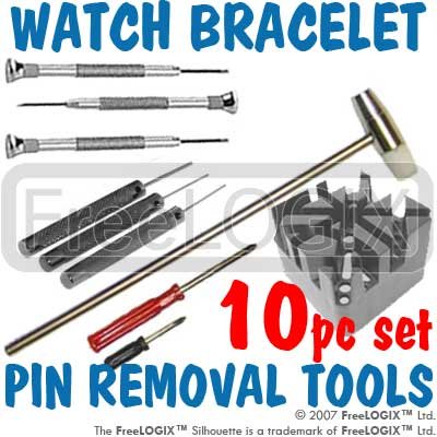 FreeLogix - 10 Piece Watch Tool Set (Watch link remover adjuster tools)
