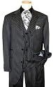 Steve Harvey Black/Grey Stripes Super 120's Wool Wideleg Suit By Zanetti