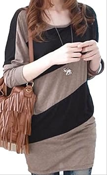 【クリックで詳細表示】(アルファーフープ) α-HOOP バイカラー 長 袖 トップス グレー モカ 2 色 展開 M ～ XL まで 大きい サイズ も レディース 大人 女 性 用 zz01 (6.モカ(XLサイズ))： スポーツ＆アウトドア