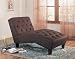 Chaise Lounge with Button Tufted in Chocolate Fabric