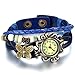 JewelryWe 5PSC New Women Wristwatch Butterfly Quartz Vintage Weave Wrap Leather Strap Girl Lady Bracelet Watch
