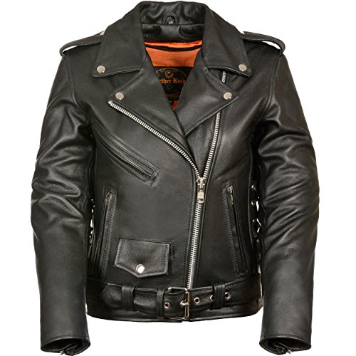 Ladies Leather Motorcycle Leather Jacket plain sides