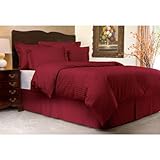 Sateen Stripe 300TC Duvet Cover, Full/Queen, Wine