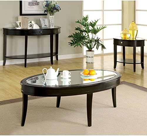 Furniture of America Slovaria 3-Piece Glass Top Accent Table Set