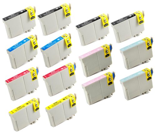 14 Pack Remanufactured Inkjet Cartridges for Epson T079 #79 T079120 T079220 T079320 T079420 T079520 T079620 Compatible With Epson Artisan 1430, Stylus Photo 1400 (4 Black, 2 Cyan, 2 Magenta, 2 Yellow, 2 Light Cyan, 2 Light Magenta) 14PK by Aria Supplies ®