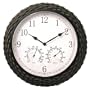 Springfield 15" Synthetic Wicker Clock with Thermometer and Hygrometer