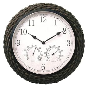 Springfield Precision Instruments 15 Synthetic Wicker Clock with Thermometer and... by 