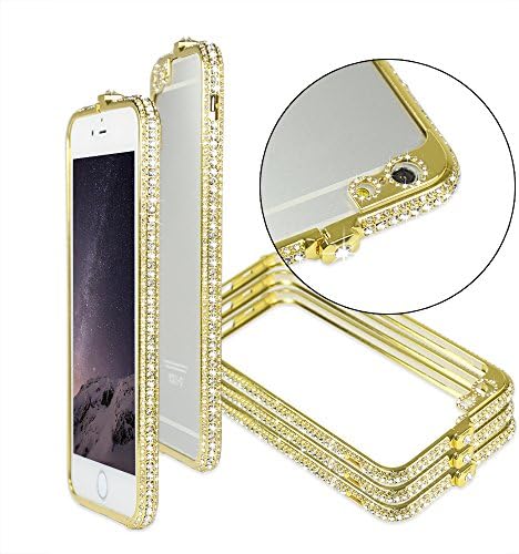 Iphone6 Plus Case Eyelashes Style,Digfuns luxury Ultra Thin Handmade Diamond Crystal Bling Rhinestone Protective Metal Bumper Case for Iphone 6 Plus (Crown Gold)(5.5inch)