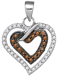 0.25ctw Chocolate Champagne Brown & White Round Diamond Heart Pendant