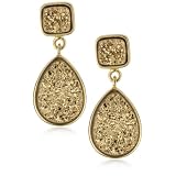 Marcia Moran Gold Druzy Stone Double Drop 18k