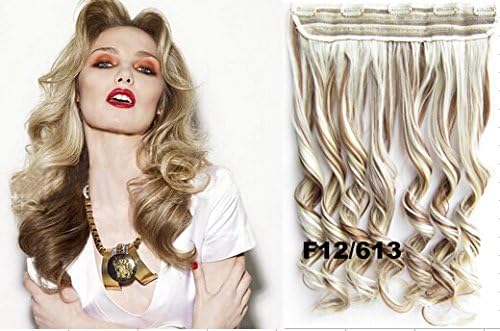 Songhui 24inch 130g Sexy Long wave One tone one piece 5Clips in Hair Extensions #F12/613 honey bleach blonde