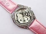 Adorable Sweet Hello Kitty Wrist Watch Rhinestone Bling Bling- Pink