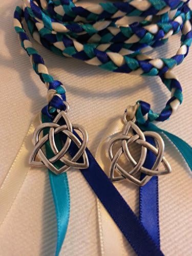 Blue Silver Celtic Heart Knot Wedding Handfasting 9ft Cord ~ Divinity Braid ~ Celtic Knot