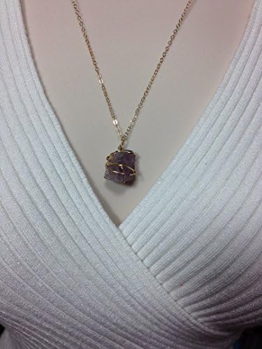 14k Gold Filled Necklace Raw Amethyst Pendant Fashionable Necklace