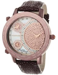 K&BROS Womens 9146-5 On The Road 3 Movements Brown Ion-Plated Watch