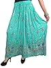 Womens Indian Long Skirt Green Sequins Ankle Length Boho Skirts India Clothing