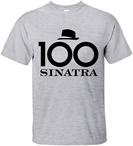 HANOO Men's Frank Sinatra logo 100% Cotton T-Shirt grey S