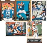 Peyton Manning 5 Card Gift Lot Containing One Each of His 2011 Topps, 2010 Topps Anniversary 1998 Topps Rookie Reprint Card, 2010 Topps Peak Performance, 2010 Topps 75th Draft and His 2007 Playoff Prestige Mint Condition Indianapolis Colts Cards. Shipped in a 100 Card Cardboard Storage Box! Great Way to Add a Lot of Manning Cards to Your Collection!