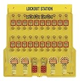 picture of Master Lock Spanish/English 20-Padlock Capacity Lockout Station with Cover, Includes 20 Xenoy Padlocks