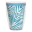 Blue Zebra Print 16 oz Insulated Beverage Tumbler, Clear