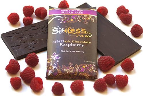 12-pack-Sinless Raw Raspberry 85% Chocolate Bar, 2.25 Oz (64g) (Raspberry 85%)