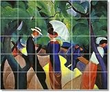 IMAGE OF August Macke Abstract Backsplash Tile Mural 11. 17x25.5 inches using (24) 4.25x4.25 ceramic tiles.