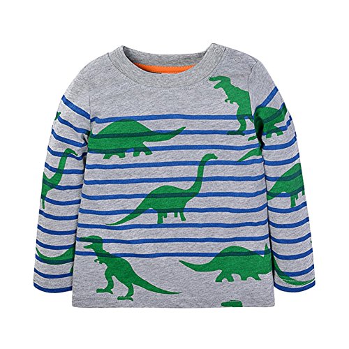 Weixinbuy Toddler Boys Cotton Patterned Long Sleeve Casual T-shirt