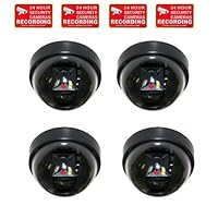 VideoSecu 4 Dummy Imitation Security Cameras with Flashing Light LED Cost-effective Security CCTV Simulated Dome Camera WE5