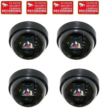 VideoSecu 4 Pack Dummy Fake Security CCTV Dome Cameras with Flashing Red LED Light Cost-Effective Surveillance Imitation Simulated Dome Camera WE5