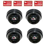 VideoSecu 4 Dummy Imitation Security Cameras with Flashing Light LED Cost-effective Security CCTV Simulated Dome Camera WE5 ~ VideoSecu