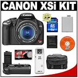 Canon EOS Digital Rebel XSi 12.2-Megapixel SLR Camera (BLACK) with Canon EF-S 18-55mm f/3.5-5.6 IS Zoom Lens + Canon BG-E5 Battery Grip + LP-E5 Battery + Case + Cameta Bonus Accessory Kit