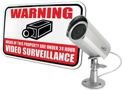 Outdoor Imitation Dummy Security Camera Fake Surveillance Kit with Weatherproof Housing (ISC203) & Bonus Video Surveillance Warning Sign Aluminum with 3M Reflective Coating 12x18