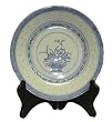 Traditional Blue and White Rice Grain Patterned Porcelain Plates - 9"D