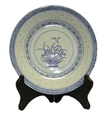 Kitchen & Housewares : Traditional Blue and White Rice Grain Patterned Porcelain Plates - 9'D