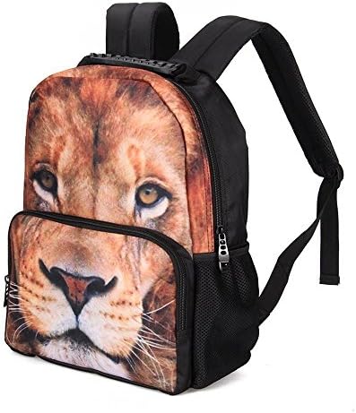 Xdeal Unisex Vivid 3D Animal Print Polyester Backpack Hiking Daypacks -Back to School (Lion)