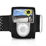 yooZoo Lightweight Adjustable Velcro Workout Armband for Apple iPod nano 3G with Screen Protector - Midnight Black