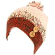 Handknit Handmade Winter Tight Knit Skull Button Ski Snow Beanie Pom Pom Pink