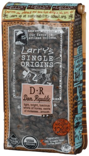Larry's Beans Fair Trade Organic Coffee, Dominican Republic, Whole Bean, 12-Ounce Bags (Pack of 3)