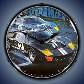 Ford GT-40 Race Car Lighted Wall Clock