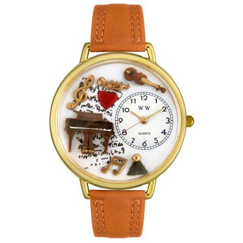 Whimsical Watches Unisex Music Piano Brown Leather Watch #G0510007