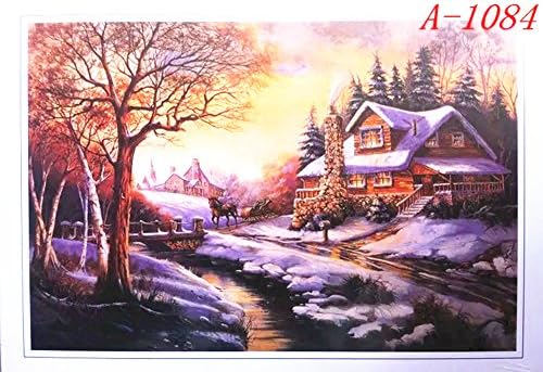 [ New Release ] Jigsaw Puzzles 1000 Piece - Christmas Winter Scene Snow House Villa Garden Theme Landscape - Puzzles for Adults Children Kids Christmas Gifts Games Cartoon New Year