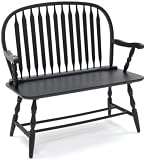 Carolina Cottage Colonial Windsor Bench, Antique Black